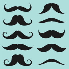 Stylish Black Mustache Vector Collection.