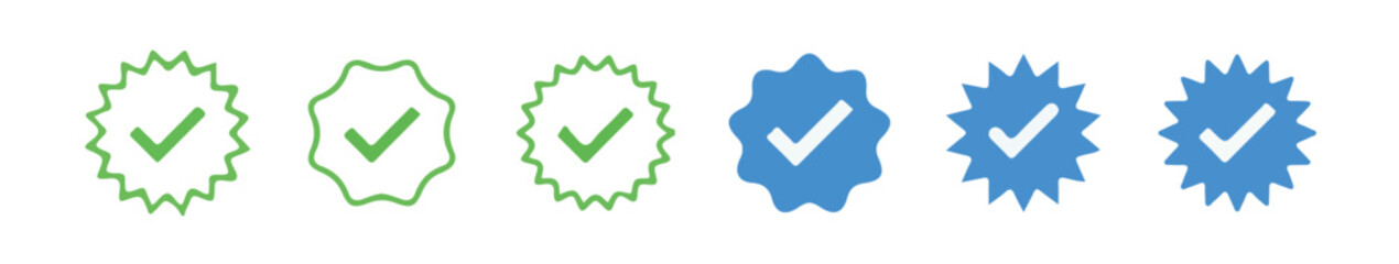 Verified badge profile set. Social media account verification icons . Instagram verified badge. Social media account verification icons. vector illustration eps 10.
