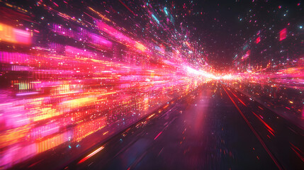 Obraz premium Abstract Pink Orange Red Purple Neon Light Tunnel Background