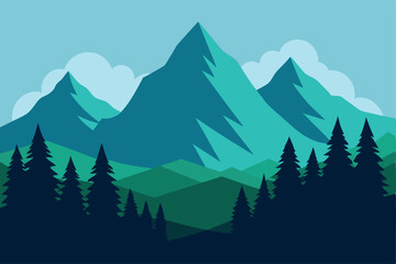 winter landscape with mountains