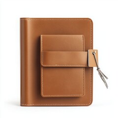 Organizer binder and tag assortment, neatly isolated against white backdrop.