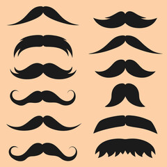 Stylish Black Mustache Vector Collection.