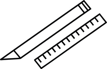 ruler pencil line art vector icon.