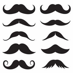 Stylish Black Mustache Vector Collection.