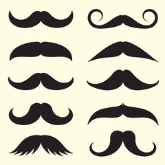 Stylish Black Mustache Vector Collection.
