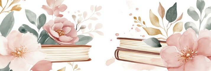 Delicate Floral Books Illustration