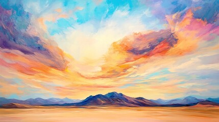 Painted expanse, celestial gradients and arid terrains meet in vivid harmony