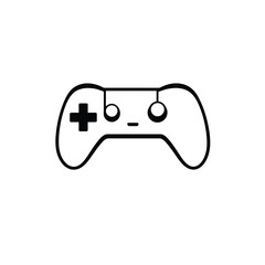 A minimalist logo a black silhouette gaming controller icon, geometric shapes, clean lines, centered on a white background. Solid, flat design emphasizing balance and symmetry