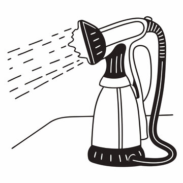 black and white garment steamer spraying clip art preview