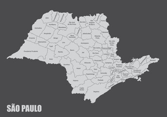 Sao Paulo State administrative map