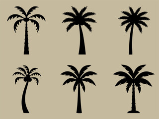 Stylish Palm Tree Silhouettes Vector Illustration.