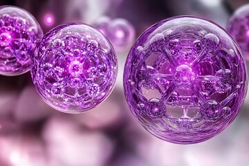 3D representation of molecular interactions with glowing atoms and intricate chemical bonds connecting them in a futuristic digital world