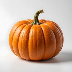 Obraz premium A Single Vibrant Orange Pumpkin on a White Background Studio Shot Autumn Harvest Thanksgiving Decoration