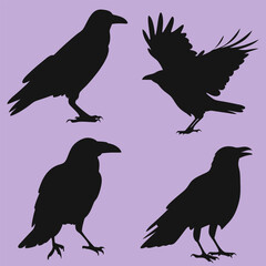 Silhouette Birds Minimalist Vector Illustration of Birds in Flight.