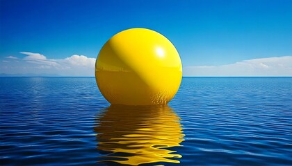 yellow ball on the sea, 3D Yellow Ball