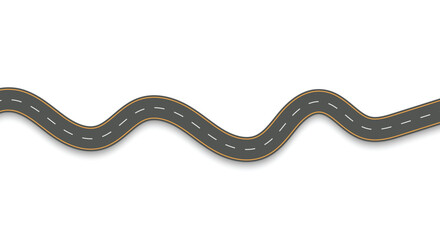 Straight and winding road road. Seamless asphalt roads template. Highway or roadway background. Vector illustration. 
