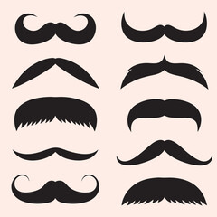 Stylish Black Mustache Vector Collection.