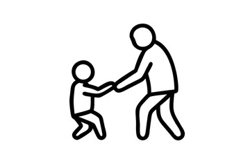 Modern one line art of a father and son enjoying time together