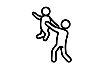 Parent lifting child in the air one line sketch design