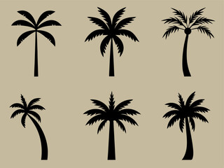 Fototapeta premium Stylish Palm Tree Silhouettes Vector Illustration.