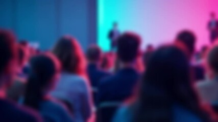 Blurred audience listening to speaker at conference