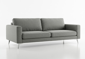 Fototapeta premium Grey couch against white background 