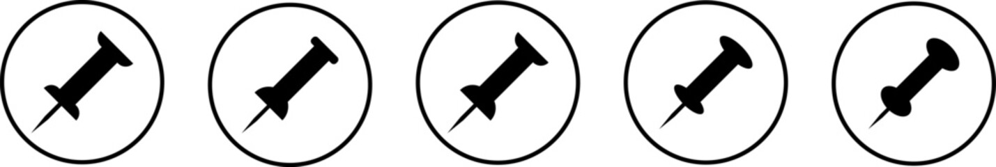 push pin icon set stationery office supplies. paper notice