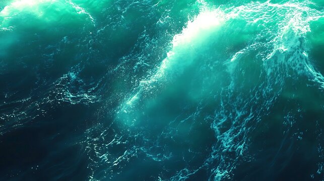 Ocean Waves Turquoise Green Water Texture Background sea blue foam flow view vivid fresh  