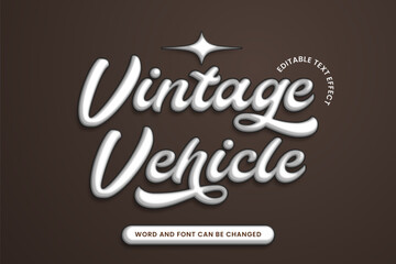 Editable retro text effect with vintage 3D chrome style. Perfect for logo, poster, headline, or branding design. Font and word can be changed.