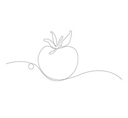 tomato vegetable continuous line drawing.white background,Tomato single line illustration,fresh tomato fruit vegetable line art,abstract red shaped single line tomato icon,
