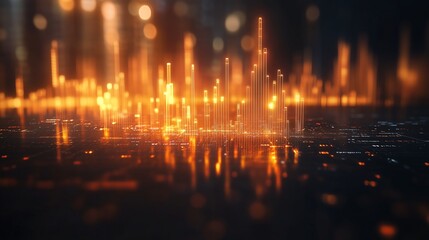 Golden Candlestick Chart on Dark Background for Stock Exchange Wealth