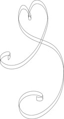 Heart ribbons thin line, concept of love