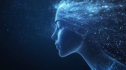 Digital Transformation Concept: Binary Code and Artificial Intelligence in Minimalistic Design