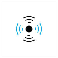 PrintSound waves icon in flat style. Volume signal vector illustration on black isolated background. Audio signal business concept.
