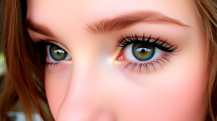 Obraz premium She has striking eyes that seem to tell a story, framed by long, dark lashes that accentuate their natural sparkle.