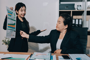 Business analyze,Close up Business people meeting to discuss the situation on the market. Business Financial Concept