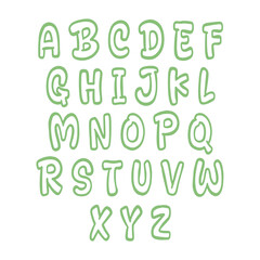 Green outline alphabet abc letters