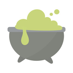 Green potion bubbles menacingly from the cauldron, perfect for Halloween Themed designs, spooky graphics, witchcraft themed content, and magical illustrations