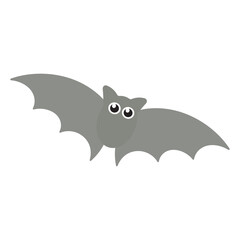 Bat with big eyes in a charming gray cartoon character, perfect for children's book illustrations or Halloween Themed designs