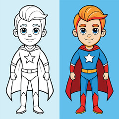 Superheroes Coloring Book for Kids | Easy Superhero Line Art Illustrations | Fun Printable Coloring Pages for Boys and Girls | Simple Black and White Comic Style Characters. Adobe Illustrator Artwork