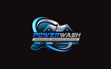Illustration vector graphic of pressure power wash service logo design template
