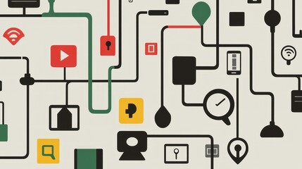 Fototapeta premium Intricate network of interconnected electronic devices and systems.