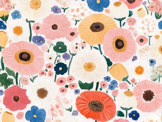 Floral Frolic A vibrant explosion of painted blooms in a whimsical garden