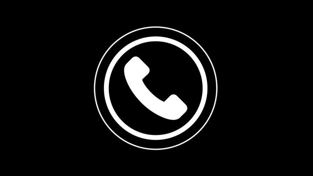 Incoming call icon animation. Alpha channel, transparent background. 4K resolution