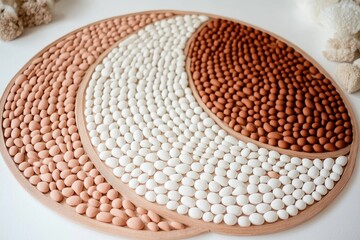 Layered, colorful, pebble art