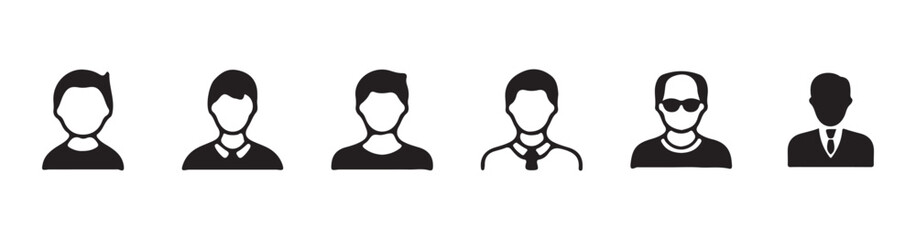 User icon set. Line and glyph user avatar.  Profile and people silhouette collection Vector 