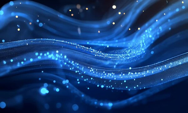  Abstract blue background with wavy lines and dots, flowing fabric texture, close-up, depth of field, blurred focus on the foreground, high resolution, detailed texture, high quality, photorealistic, 