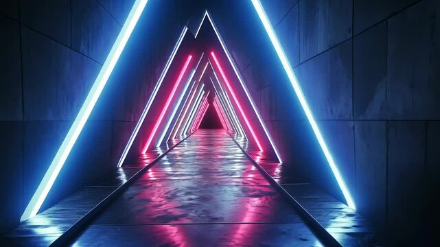 Neon Triangle Corridor: A Futuristic Digital Art