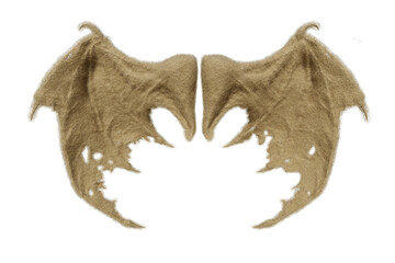 WIng of the monster, Devil fur wings with isolated on transparent background - PNG file, 3D rendering illustration for create and design or etc