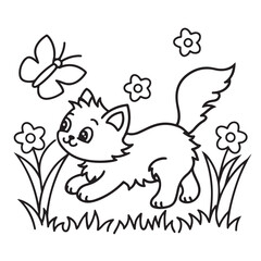 Cat moments meow life coloring pages, coloring book, line art, illustration, black & white, bold and easy coloring pages